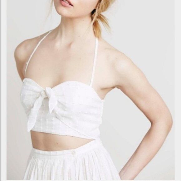 Free People cream Sundaes & Sprinkles Midi Dress Wrap Cut Out Halter tie… - Picture 5 of 11